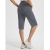 image:imagebaleaf Womens Bermuda Long Shorts 14 Knee Length Capris with Zipper Pockets Athletic Walking Athletic Casual SummerDark Gray