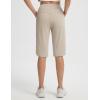 image:imagebaleaf Womens Bermuda Long Shorts 14 Knee Length Capris with Zipper Pockets Athletic Walking Athletic Casual SummerKhaki