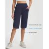 image:imagebaleaf Womens Bermuda Long Shorts 14 Knee Length Capris with Zipper Pockets Athletic Walking Athletic Casual SummerNavy Blue
