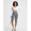 image:imagebaleaf Womens High Waisted Capri Leggings with Pockets Yoga Capris Pants Tummy Control Workout CasualDark Gray