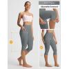 image:imagebaleaf Womens High Waisted Capri Leggings with Pockets Yoga Capris Pants Tummy Control Workout CasualDark Gray