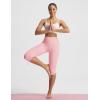 image:imagebaleaf Womens High Waisted Capri Leggings with Pockets Yoga Capris Pants Tummy Control Workout CasualLight Pink