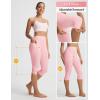 image:imagebaleaf Womens High Waisted Capri Leggings with Pockets Yoga Capris Pants Tummy Control Workout CasualLight Pink