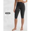 image:imagebaleaf Womens Knee Length Capri Leggings High Waisted with Pocket 14 Yoga Stretch Casual Summer Workout ExerciseBlack