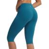image:imagebaleaf Womens Knee Length Capri Leggings High Waisted with Pocket 14 Yoga Stretch Casual Summer Workout ExerciseBlue