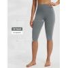 image:imagebaleaf Womens Knee Length Capri Leggings High Waisted with Pocket 14 Yoga Stretch Casual Summer Workout ExerciseDark Gray