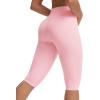 image:imagebaleaf Womens Knee Length Capri Leggings High Waisted with Pocket 14 Yoga Stretch Casual Summer Workout ExerciseLight Pink