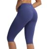 image:imagebaleaf Womens Knee Length Capri Leggings High Waisted with Pocket 14 Yoga Stretch Casual Summer Workout ExerciseNavy Blue