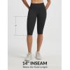image:imagebaleaf Womens Knee Length Capri Leggings with 3 Pockets Yoga Capri Pants High Waisted Summer Casual WokroutBlack