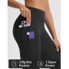 image:imagebaleaf Womens Knee Length Capri Leggings with 3 Pockets Yoga Capri Pants High Waisted Summer Casual WokroutBlack
