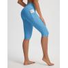 image:imagebaleaf Womens Knee Length Capri Leggings with 3 Pockets Yoga Capri Pants High Waisted Summer Casual WokroutBlue