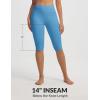 image:imagebaleaf Womens Knee Length Capri Leggings with 3 Pockets Yoga Capri Pants High Waisted Summer Casual WokroutBlue