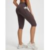 image:imagebaleaf Womens Knee Length Capri Leggings with 3 Pockets Yoga Capri Pants High Waisted Summer Casual WokroutDark Brown