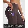 image:imagebaleaf Womens Knee Length Capri Leggings with 3 Pockets Yoga Capri Pants High Waisted Summer Casual WokroutDark Brown