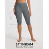 image:imagebaleaf Womens Knee Length Capri Leggings with 3 Pockets Yoga Capri Pants High Waisted Summer Casual WokroutDark Gray