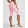 image:imagebaleaf Womens Knee Length Capri Leggings with 3 Pockets Yoga Capri Pants High Waisted Summer Casual WokroutLight Pink