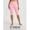 image:imagebaleaf Womens Knee Length Capri Leggings with 3 Pockets Yoga Capri Pants High Waisted Summer Casual WokroutLight Pink