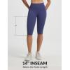 image:imagebaleaf Womens Knee Length Capri Leggings with 3 Pockets Yoga Capri Pants High Waisted Summer Casual WokroutNavy Blue