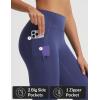 image:imagebaleaf Womens Knee Length Capri Leggings with 3 Pockets Yoga Capri Pants High Waisted Summer Casual WokroutNavy Blue