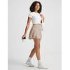 image:imagebaleaf Womens Tennis Skirts Double Ruffle Athletic Pleated Skirt with 2 Pockets High Waisted Tummy Control Golf SkortsKhaki