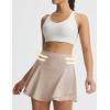 image:imagebaleaf Womens Tennis Skirts Double Ruffle Athletic Pleated Skirt with 2 Pockets High Waisted Tummy Control Golf SkortsKhaki