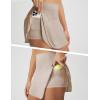 image:imagebaleaf Womens Tennis Skirts Double Ruffle Athletic Pleated Skirt with 2 Pockets High Waisted Tummy Control Golf SkortsKhaki