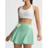 image:imagebaleaf Womens Tennis Skirts Double Ruffle Athletic Pleated Skirt with 2 Pockets High Waisted Tummy Control Golf SkortsLight Green