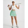 image:imagebaleaf Womens Tennis Skirts Double Ruffle Athletic Pleated Skirt with 2 Pockets High Waisted Tummy Control Golf SkortsLight Green