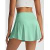 image:imagebaleaf Womens Tennis Skirts Double Ruffle Athletic Pleated Skirt with 2 Pockets High Waisted Tummy Control Golf SkortsLight Green