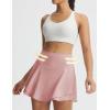 image:imagebaleaf Womens Tennis Skirts Double Ruffle Athletic Pleated Skirt with 2 Pockets High Waisted Tummy Control Golf SkortsLight Pink