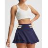 image:imagebaleaf Womens Tennis Skirts Double Ruffle Athletic Pleated Skirt with 2 Pockets High Waisted Tummy Control Golf SkortsNavy Blue