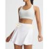 image:imagebaleaf Womens Tennis Skirts Double Ruffle Athletic Pleated Skirt with 2 Pockets High Waisted Tummy Control Golf SkortsWhite