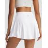 image:imagebaleaf Womens Tennis Skirts Double Ruffle Athletic Pleated Skirt with 2 Pockets High Waisted Tummy Control Golf SkortsWhite