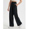 image:imagebaleaf Womens Track Pants Lightweight Athletic Travel Wide Leg Pants with Pockets 30 Work Lounge Loose Fit UPF50Black