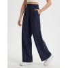 image:imagebaleaf Womens Track Pants Lightweight Athletic Travel Wide Leg Pants with Pockets 30 Work Lounge Loose Fit UPF50Navy Blue