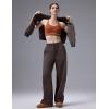 image:imagebaleaf Womens Wide Leg Fleece Lined PantsDark Brown