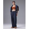 image:imagebaleaf Womens Wide Leg Fleece Lined PantsNavy Blue