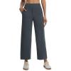 image:imagebaleaf Womens Wide Leg Yoga Pants 28 Dress Work Pants with Pockets Stretch High Waist Casual PantsDark Gray