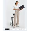 image:imagebaleaf Womens Wide Leg Yoga Pants 28 Dress Work Pants with Pockets Stretch High Waist Casual PantsKhaki