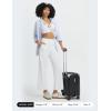 image:imagebaleaf Womens Wide Leg Yoga Pants 28 Dress Work Pants with Pockets Stretch High Waist Casual PantsStar White