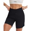 image:imagebaleaf 7 Womens Running Shorts Athletic Quick Dry Shorts Crossover High Waisted Workout Hiking Zipper Pockets UPF50Black