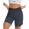 image:imagebaleaf 7 Womens Running Shorts Athletic Quick Dry Shorts Crossover High Waisted Workout Hiking Zipper Pockets UPF50Dark Gray