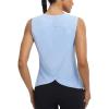 image:imagebaleaf Women Athletic Tops Sleeveless Workout Tank Tops Tennis Running Yoga Tennis Gym Split Back Quick Dry UPF 50Light Blue