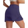 image:imagebaleaf Womens Athletic Running Shorts 3 High Waisted Quick Dry Lightweight Ruffled Workout Gym Shorts with LinerNavy Blue
