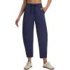 image:imagebaleaf Womens Barrel Pants with Zipper Pockets Drawstring Athletic Pants Elastic Waisted Casual Lounge Work TravelNavy Blue
