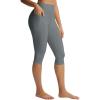 image:imagebaleaf Womens High Waisted Capri Leggings with Pockets Yoga Capris Pants Tummy Control Workout CasualDark Gray