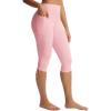 image:imagebaleaf Womens High Waisted Capri Leggings with Pockets Yoga Capris Pants Tummy Control Workout CasualLight Pink