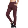 image:imagebaleaf Womens Joggers Running Pants Quick Dry Lightweight Workout with Zipper Pockets Drawstring Hiking Travel GymDark Red