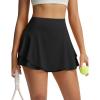 image:imagebaleaf Womens Tennis Skirts Double Ruffle Athletic Pleated Skirt with 2 Pockets High Waisted Tummy Control Golf SkortsBlack