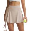 image:imagebaleaf Womens Tennis Skirts Double Ruffle Athletic Pleated Skirt with 2 Pockets High Waisted Tummy Control Golf SkortsKhaki